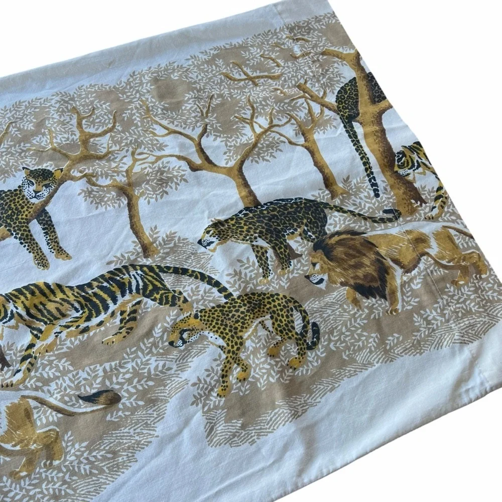 Vintage Tastemaker Big Cat Safari Pillowcase King Size 50/50 Made in USA 70s GUC